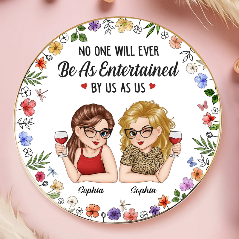 Custom Full-Print Round Jewelry Dish - Personalized Best Friend Birthday Gifts For Women, Besties, Sisters, BFF - We Talk, We Laugh, We Wine