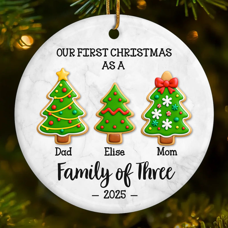 Custom Ceramic Ornament - Personalized Christmas Birthday Gifts For Mom, Dad, Kids - First Christmas With Our Little One
