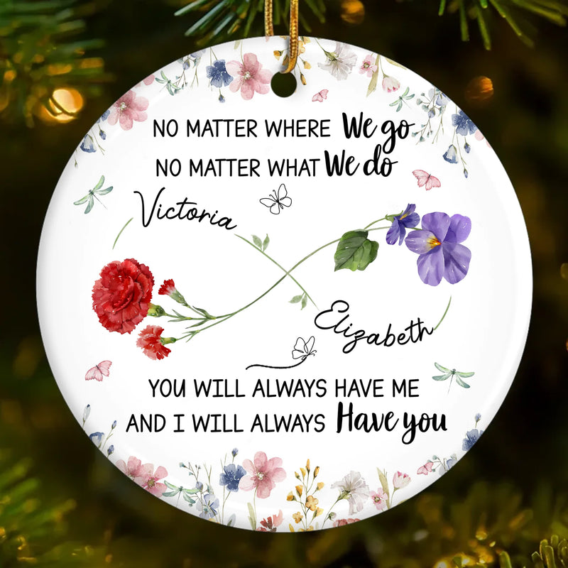 Custom Ceramic Ornament - Personalized Best Friend Christmas Birthday Gifts For Women, Besties, Sisters, BFF - Different Paths, Same Bond