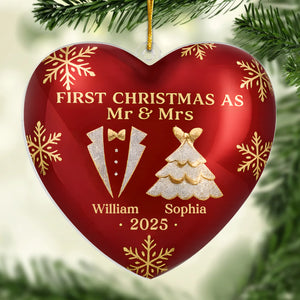 Custom Acrylic Ornament - Personalized Anniversary Christmas Wedding Gifts For Husband And Wife, Him And Her - Love Wrapped In Our First Christmas
