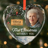 Custom Photo Heart Glass Ornament - Personalized Memorial Sympathy Gifts For Loss Of Mom, Dad - First Christmas Without You
