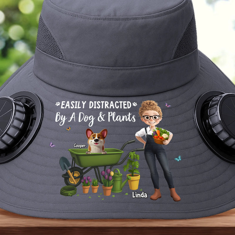 Custom Hat With Fans Solar Power - Personalized Garden Gifts For Gardeners, Dog Lovers, Dog Dad And Mom - Garden Goals and Furry Friends