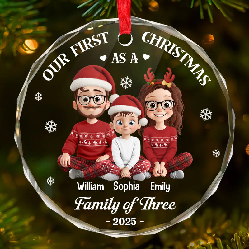 Custom Circle Glass Ornament - Personalized Christmas Birthday Gifts For Mom, Dad, Kids - Family Time Is Christmas Time