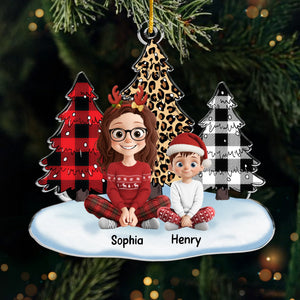 Custom Acrylic Ornament - Personalized Christmas Birthday Gifts For Mom, Grandma - Christmas Joy With The Kids