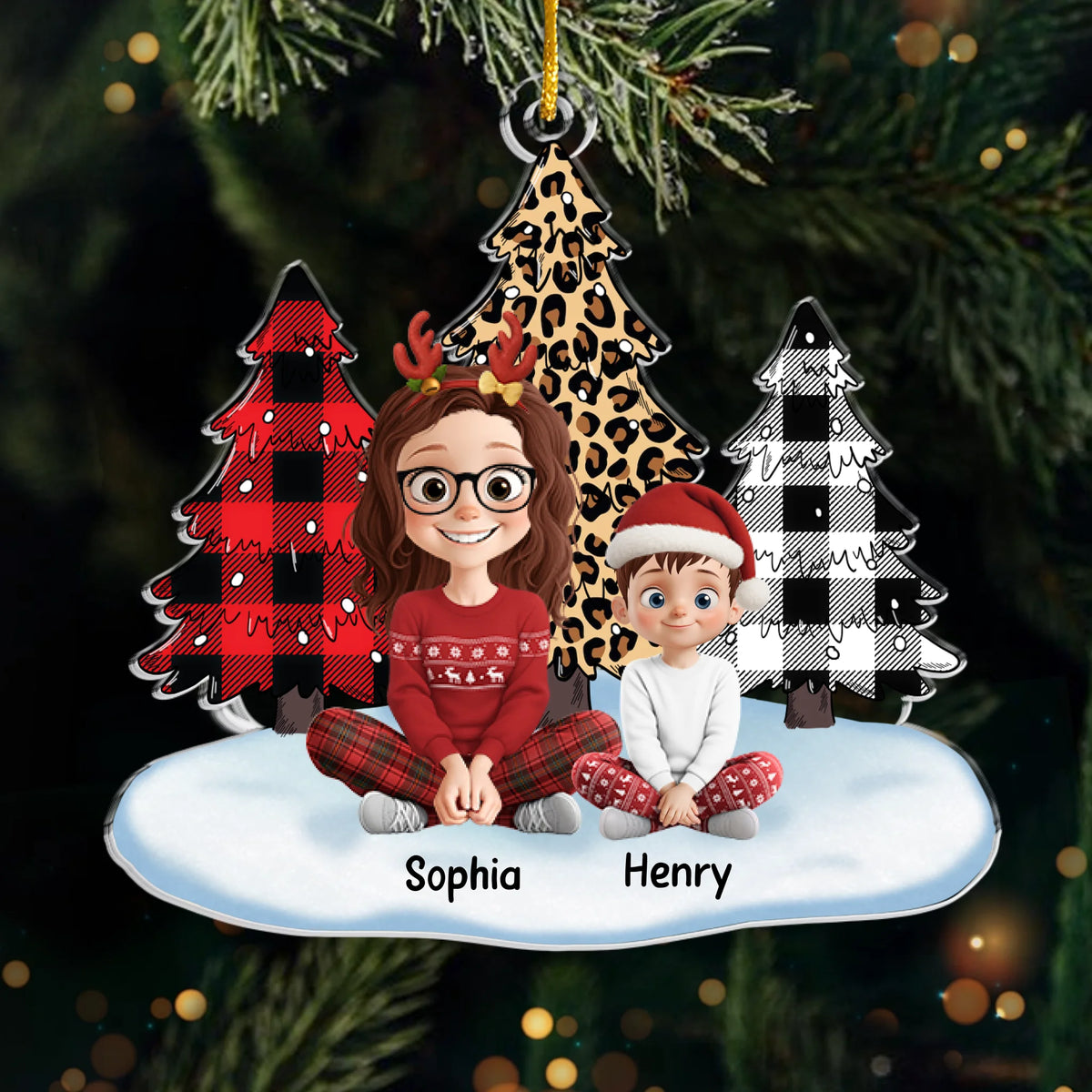 Custom Acrylic Ornament - Personalized Christmas Birthday Gifts For Mom, Grandma - Christmas Joy With The Kids