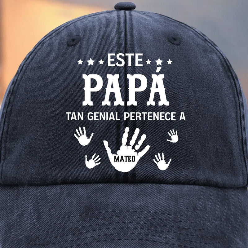 Gorra de Béisbol Personalizada de Mezclilla Vintage Lavada – Regalos de Cumpleaños Personalizados para Papá, Abuelo – Abuelo Orgulloso De Sus Nietos Favoritos