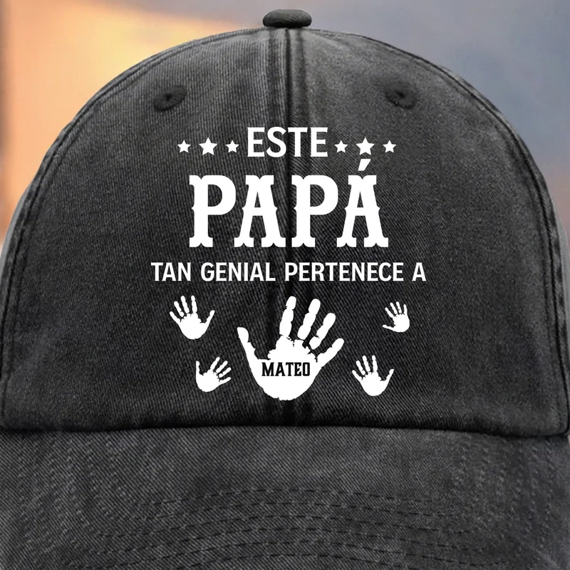 Gorra de Béisbol Personalizada de Mezclilla Vintage Lavada – Regalos de Cumpleaños Personalizados para Papá, Abuelo – Abuelo Orgulloso De Sus Nietos Favoritos