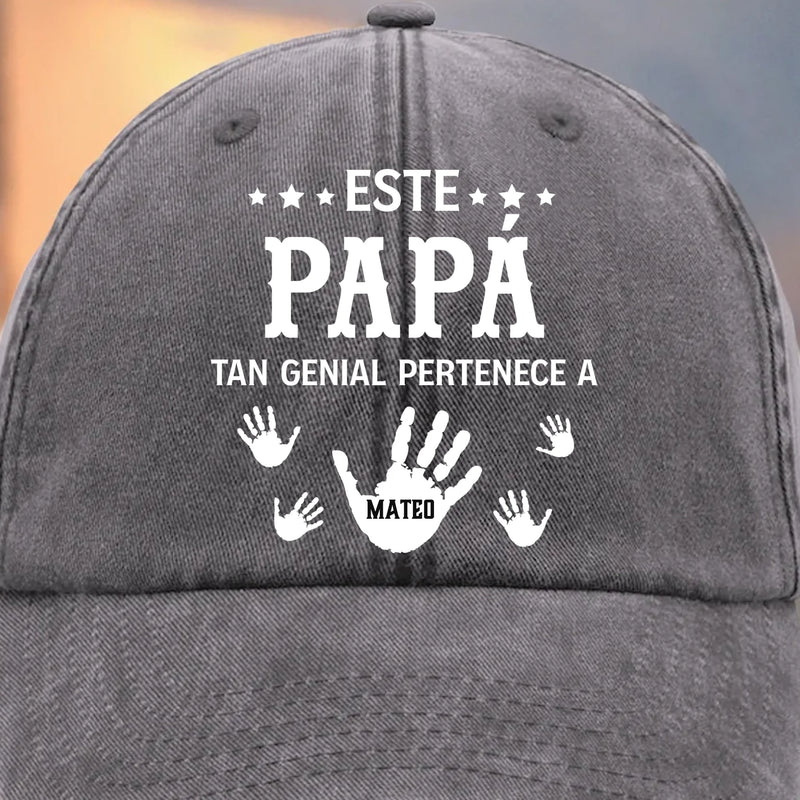 Gorra de Béisbol Personalizada de Mezclilla Vintage Lavada – Regalos de Cumpleaños Personalizados para Papá, Abuelo – Abuelo Orgulloso De Sus Nietos Favoritos