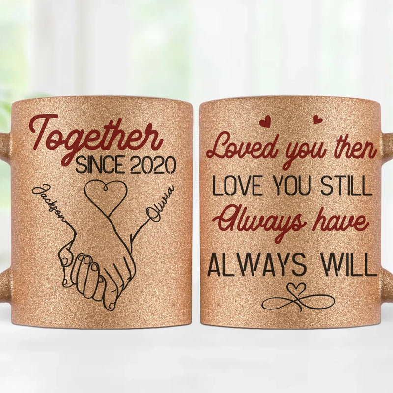 My Heart Clicks With Yours - Couple Personalized Custom Metallic Mug - Gift For Husband Wife, Anniversary