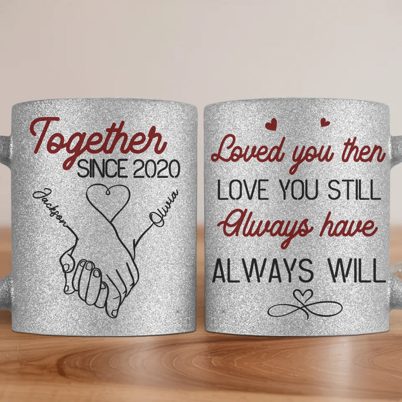 My Heart Clicks With Yours - Couple Personalized Custom Metallic Mug - Gift For Husband Wife, Anniversary