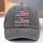 Custom Vintage Washed Denim Baseball Cap US - Personalized 4th Of July Gifts For Dad, Grandpa - First Dad, Now Grandpa
