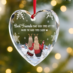Custom Heart Glass Ornament - Personalized Best Friend Christmas Birthday Gifts For Best Friends, BFF - Life Is Brighter With You