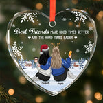 Custom Heart Glass Ornament - Personalized Best Friend Christmas Birthday Gifts For Best Friends, BFF - Life Is Brighter With You