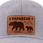 Papa Bear And His Cub - Family Personalized Custom Leather Patch Hat - Father's Day, Gift For Dad, Grandpa