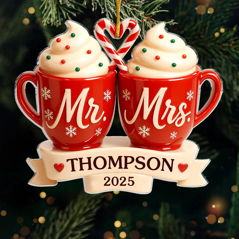 Custom Acrylic Ornament - Personalized Anniversary Christmas Wedding Gifts For Husband And Wife, Him And Her - Toasting Love This Christmas