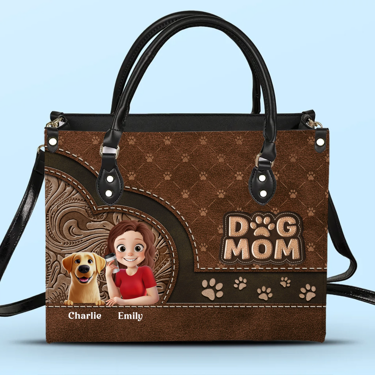 Just A Girl And Her Pup - Dog Personalized Custom Leather Handbag - Mother's Day, Gift For Pet Owners, Pet Lovers