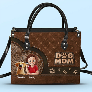 Just A Girl And Her Pup - Dog Personalized Custom Leather Handbag - Mother's Day, Gift For Pet Owners, Pet Lovers