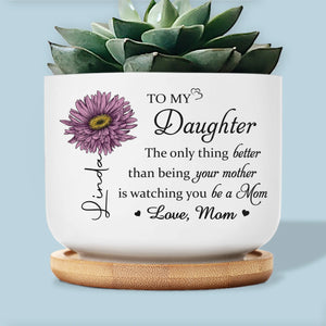 Love Grows Here - Family Personalized Custom Home Decor Ceramic Plant Pot - Mother's Day, House Warming Gift For Mom, Daughter
