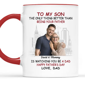 Custom Photo My Son Is My Pride And Joy - Family Personalized Custom Accent Mug - Father's Day, Gift For Son