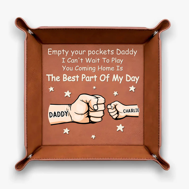 Dad’s Pocket Drop Zone - Family Personalized Custom Leather Valet Tray - Father's Day, Gift For Dad, Grandpa