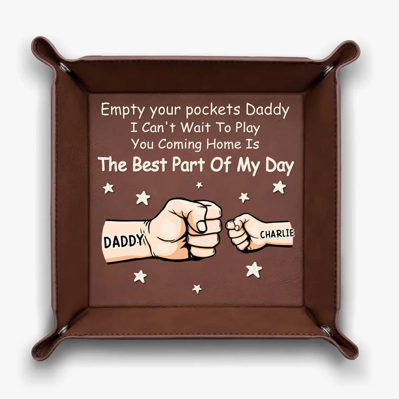 Dad’s Pocket Drop Zone - Family Personalized Custom Leather Valet Tray - Father's Day, Gift For Dad, Grandpa