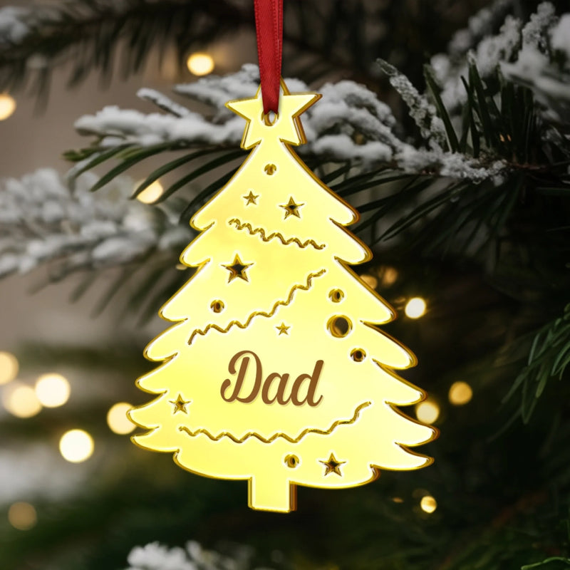 Custom Mirrored Acrylic Ornament - Personalized Christmas Birthday Gifts For Mom, Dad, Kids - Our Family Tree Shines Bright