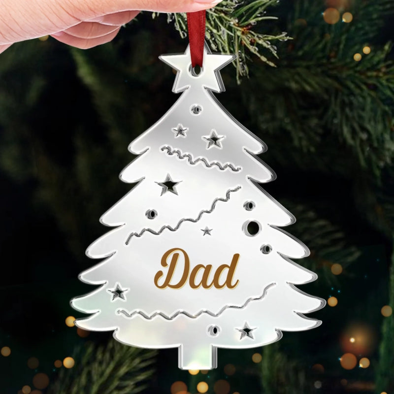 Custom Mirrored Acrylic Ornament - Personalized Christmas Birthday Gifts For Mom, Dad, Kids - Our Family Tree Shines Bright