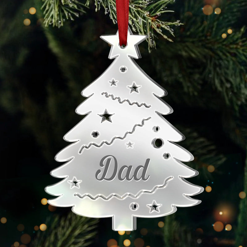 Custom Mirrored Acrylic Ornament - Personalized Christmas Birthday Gifts For Mom, Dad, Kids - Our Family Tree Shines Bright