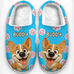 Custom Photo Fluffy Slippers - Personalized Birthday Gifts For Dog Lovers, Dog Dad, Dog Mom - Happy Paws, Happy Feet
