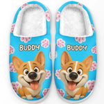 Custom Photo Fluffy Slippers - Personalized Birthday Gifts For Dog Lovers, Dog Dad, Dog Mom - Happy Paws, Happy Feet
