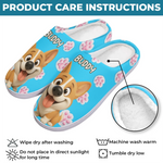Custom Photo Fluffy Slippers - Personalized Birthday Gifts For Dog Lovers, Dog Dad, Dog Mom - Happy Paws, Happy Feet