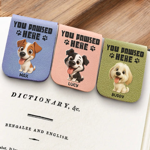Custom Leather Bookmark - Personalized  Bookish Gifts For Book Lovers, Bookworms, Dog Dad And Mom - Reading Is Better With Paws