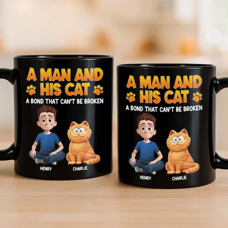 Custom Black Mug - Personalized Birthday Gifts For Cat Lovers, Cat Mom And Dad - Purrfect Bond, Purrfect Love