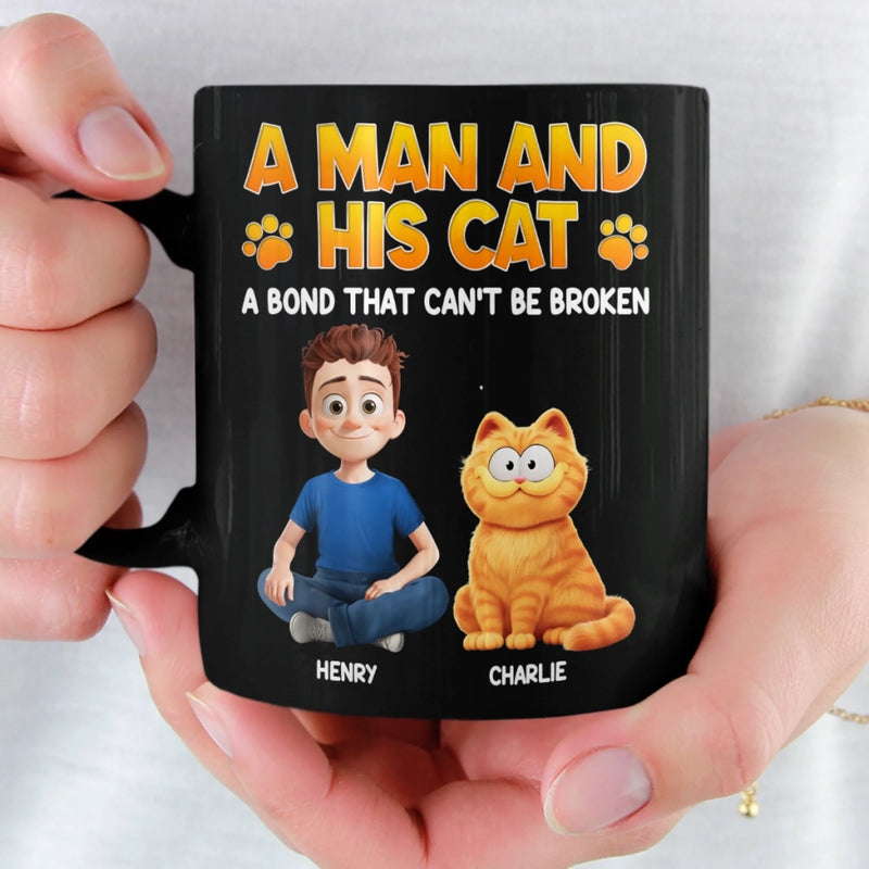 Custom Black Mug - Personalized Birthday Gifts For Cat Lovers, Cat Mom And Dad - Purrfect Bond, Purrfect Love