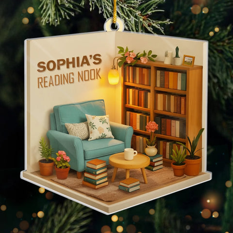 Custom Acrylic Ornament - Personalized Christmas Bookish Gifts For Book Lovers, Bookworms, Readers - A Reading Nook Made Of Dreams