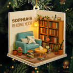 Custom Name Reading Nook Christmas Decor - Personalized Ornament