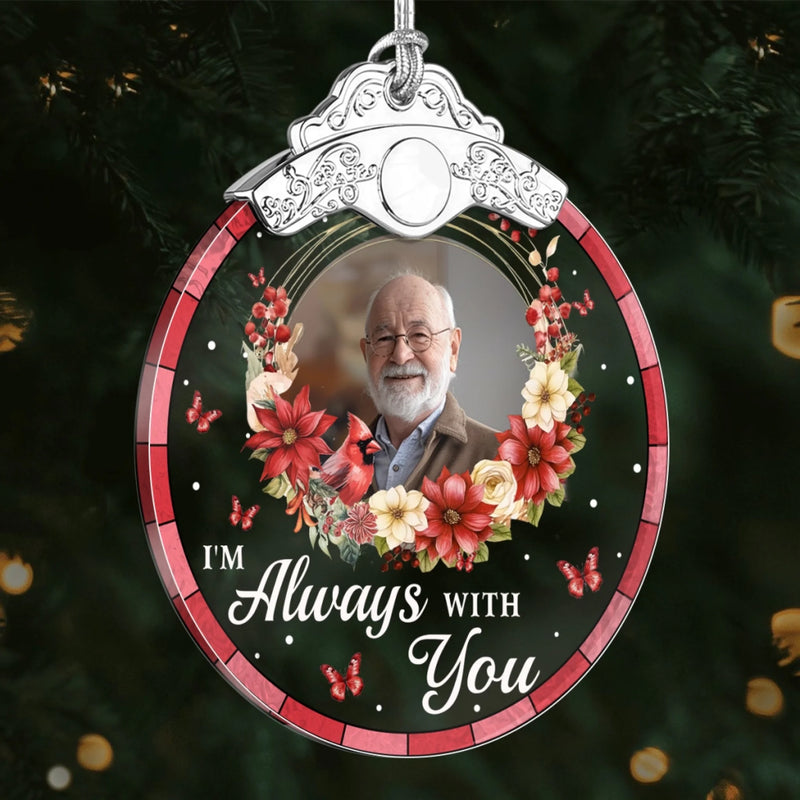 Custom Photo Glass Ornament - Personalized Christmas Memorial Sympathy Gifts For Loss Of Mom, Dad - Cherished Memories Live Within Us