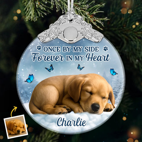 Custom Photo Glass Ornament - Personalized Pet Christmas Memorial Sympathy Gifts For Dogs, Cats - Loyal Friend Loved Beyond Time