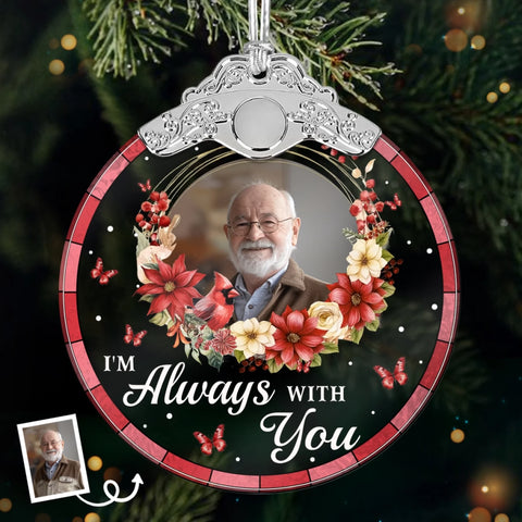 Custom Photo Glass Ornament - Personalized Christmas Memorial Sympathy Gifts For Loss Of Mom, Dad - Cherished Memories Live Within Us