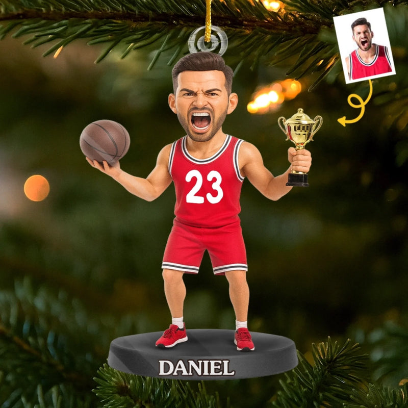 Custom Photo Acrylic Ornament - Personalized Christmas Birthday Sport Gifts For Sports Lovers - Basket Full Of Christmas Cheer