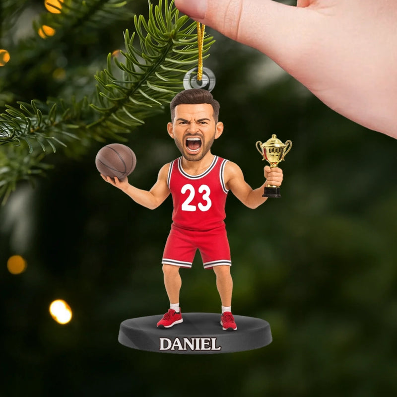 Custom Photo Acrylic Ornament - Personalized Christmas Birthday Sport Gifts For Sports Lovers - Basket Full Of Christmas Cheer