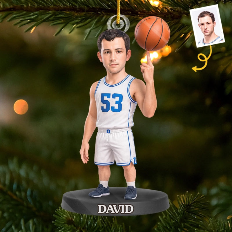 Custom Photo Acrylic Ornament - Personalized Christmas Birthday Sport Gifts For Sports Lovers - Dunking All The Way