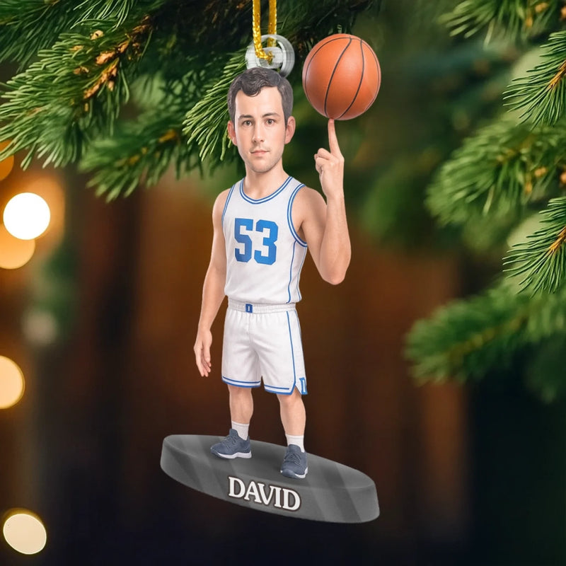 Custom Photo Acrylic Ornament - Personalized Christmas Birthday Sport Gifts For Sports Lovers - Dunking All The Way