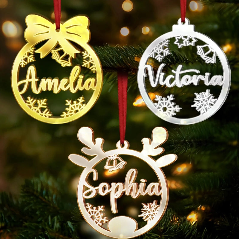 Custom Mirrored Acrylic Ornament - Personalized  Christmas Birthday Gifts For Mom, Dad, Kids - Sparkle Season