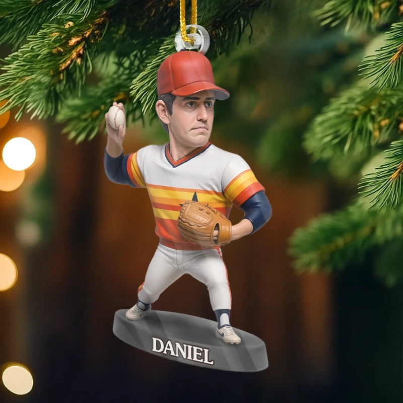 Custom Photo Acrylic Ornament - Personalized Christmas Birthday Sport Gifts For Sports Lovers - Pitcher Of Joy