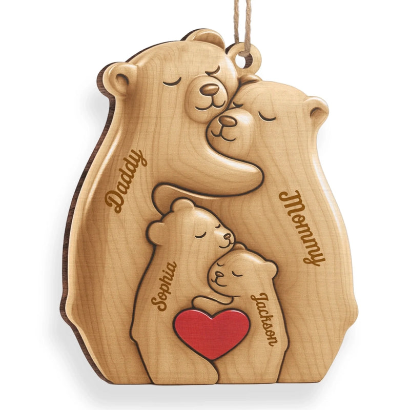 Custom Wood Ornament - Personalized Christmas Birthday Gifts For Mom, Dad, Kids - Our Little Bear Clan