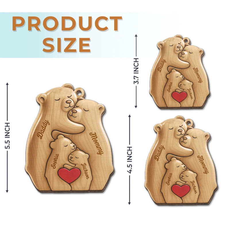 Custom Wood Ornament - Personalized Christmas Birthday Gifts For Mom, Dad, Kids - Our Little Bear Clan