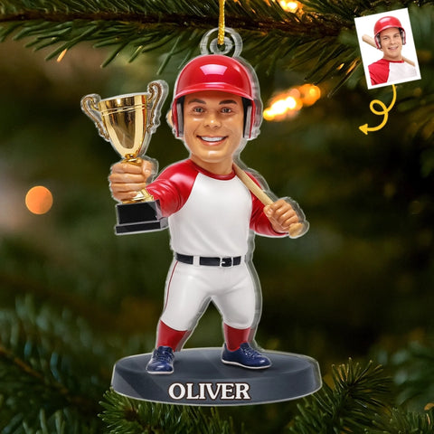 Custom Photo Acrylic Ornament - Personalized Christmas Birthday Sport Gifts For Sports Lovers - Deck The Halls With Baseballs
