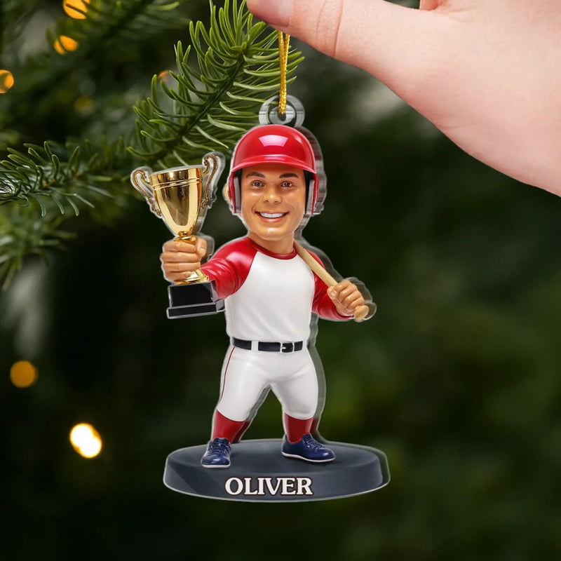 Custom Photo Acrylic Ornament - Personalized Christmas Birthday Sport Gifts For Sports Lovers - Deck The Halls With Baseballs