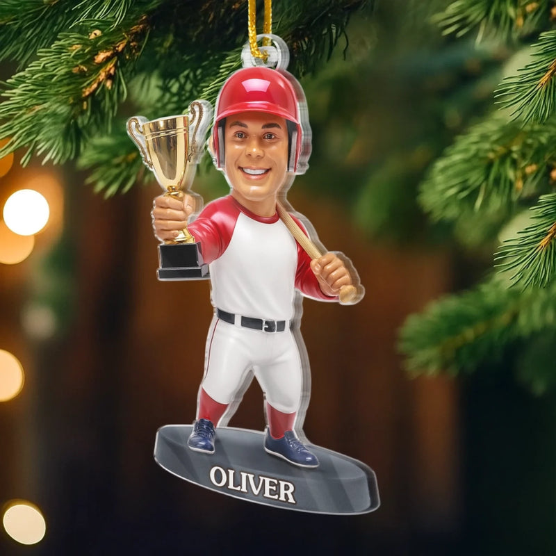 Custom Photo Acrylic Ornament - Personalized Christmas Birthday Sport Gifts For Sports Lovers - Deck The Halls With Baseballs